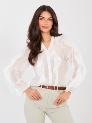 Camisa semitransparente de tencel SIUZI – blanca