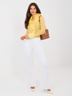 Vaqueros elásticos acampanados de talle alto WHITE - blanco