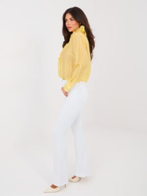 Alternative view of Vaqueros elásticos acampanados de talle alto WHITE - blanco