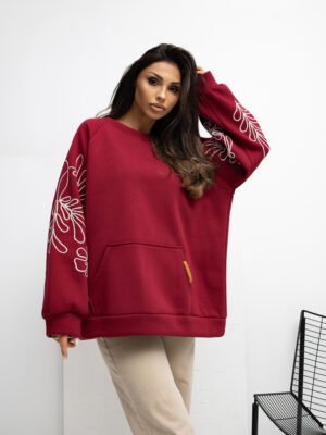 Sudadera oversize con mangas decorativas RUBBY - burdeos