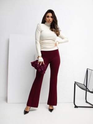 Alternative view of Pantalones clásicos elásticos de cintura alta Murea - burdeos