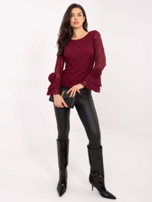 Alternative view of Blusa de encaje con rosas JESSY - burdeos