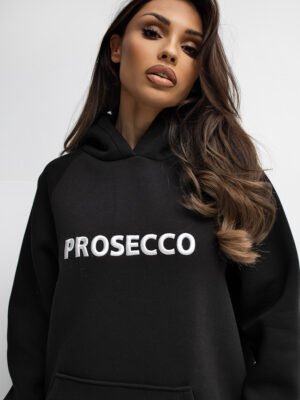 Alternative view of Sudadera oversize con capucha y estampado PROSECCO negro