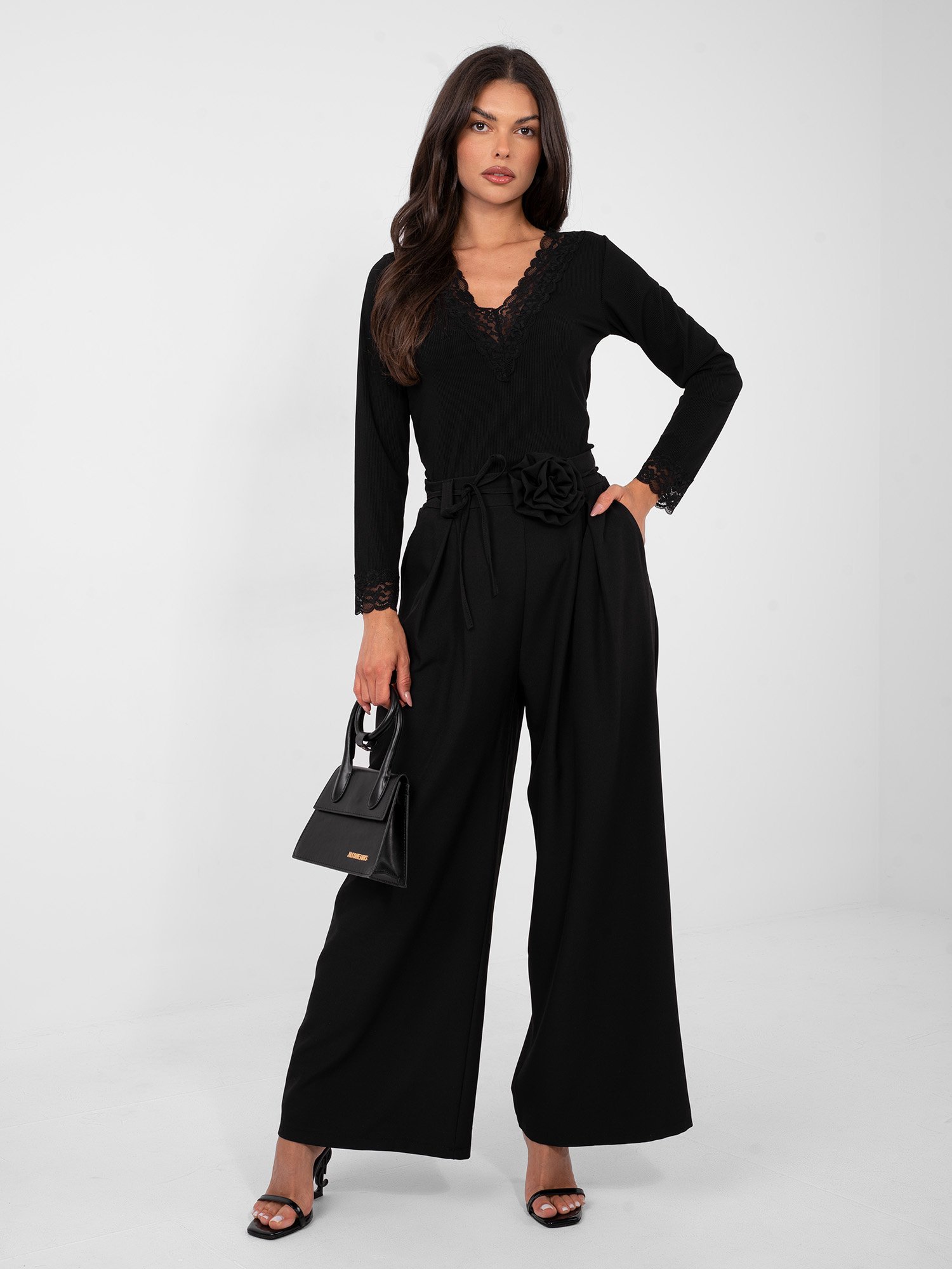 Pantalones palazzo de talle alto Marmi – negro