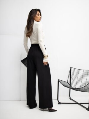 Alternative view of Pantalón palazzo de punto con bolsillos Miley – negro