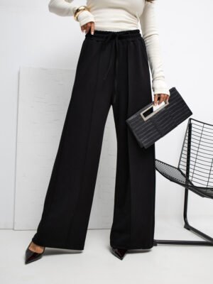 Pantalón palazzo de punto con bolsillos Miley – negro