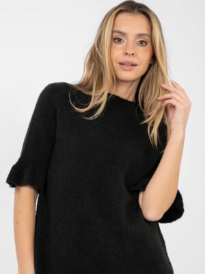 Alternative view of Jersey cálido con alpaca y mangas acampanadas Tonya – negro