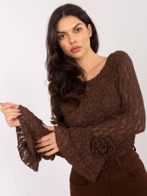 Blusa de encaje con rosas JESSY - marrón