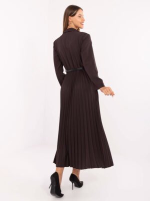 Pol pl Czekoladowa elegancka sukienka z paskiem 413935