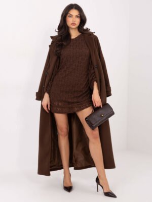 Alternative view of Vestido de encaje con mangas transparentes AMBER - marrón