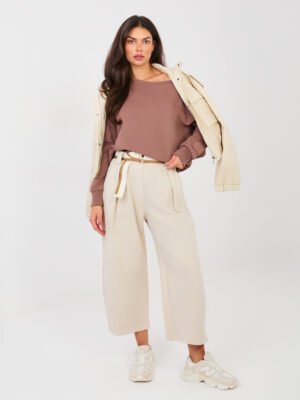 Pantalones culotte de algodón Dive - beige claro