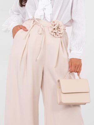 Alternative view of Pantalones palazzo de talle alto Marmi – beige claro