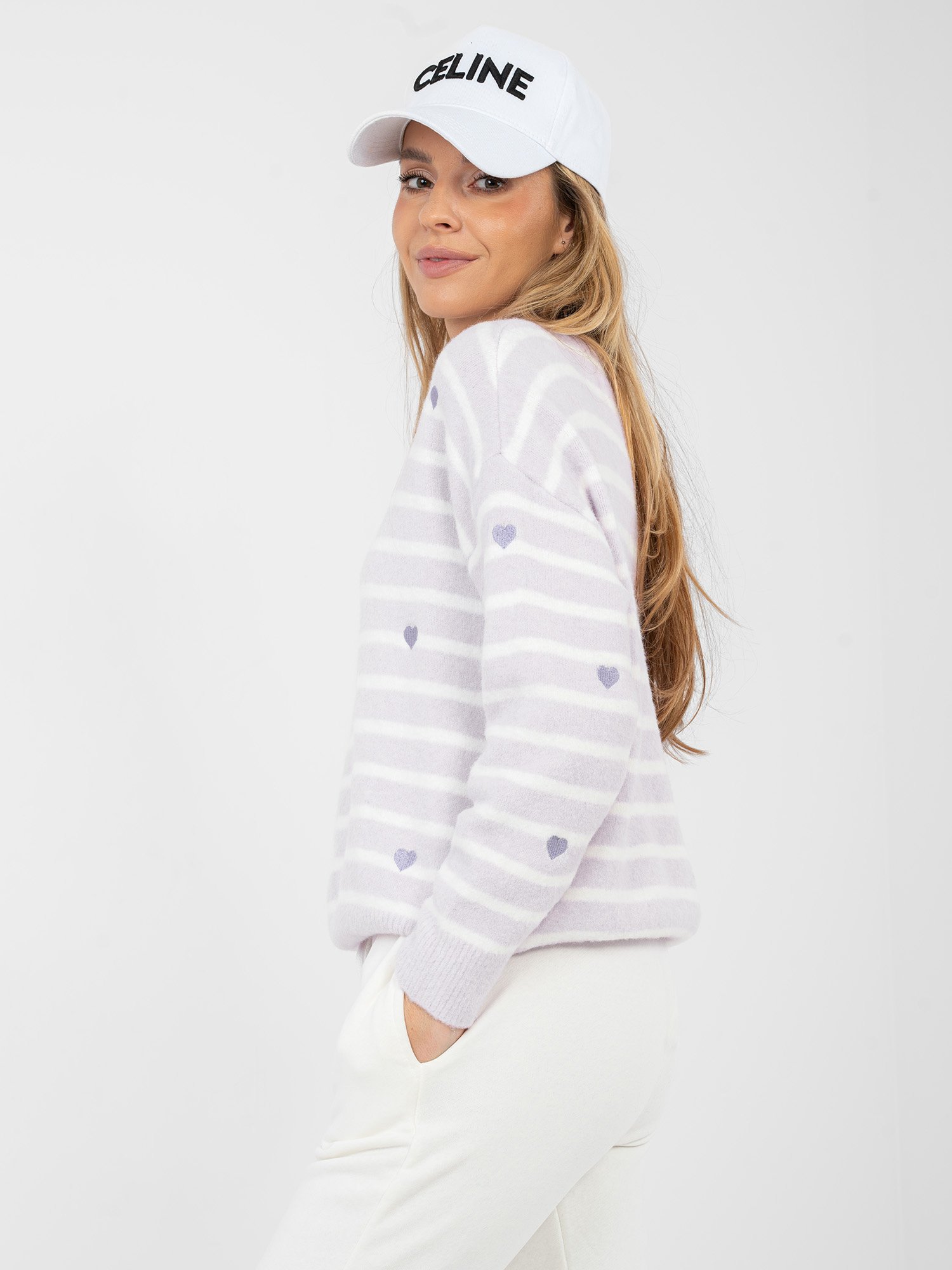 Jersey cálido de rayas con motivos de corazones WINNY - violeta claro - Imagen 2