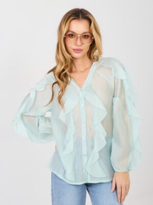 Camisa semitransparente de tencel SIUZI – verde menta