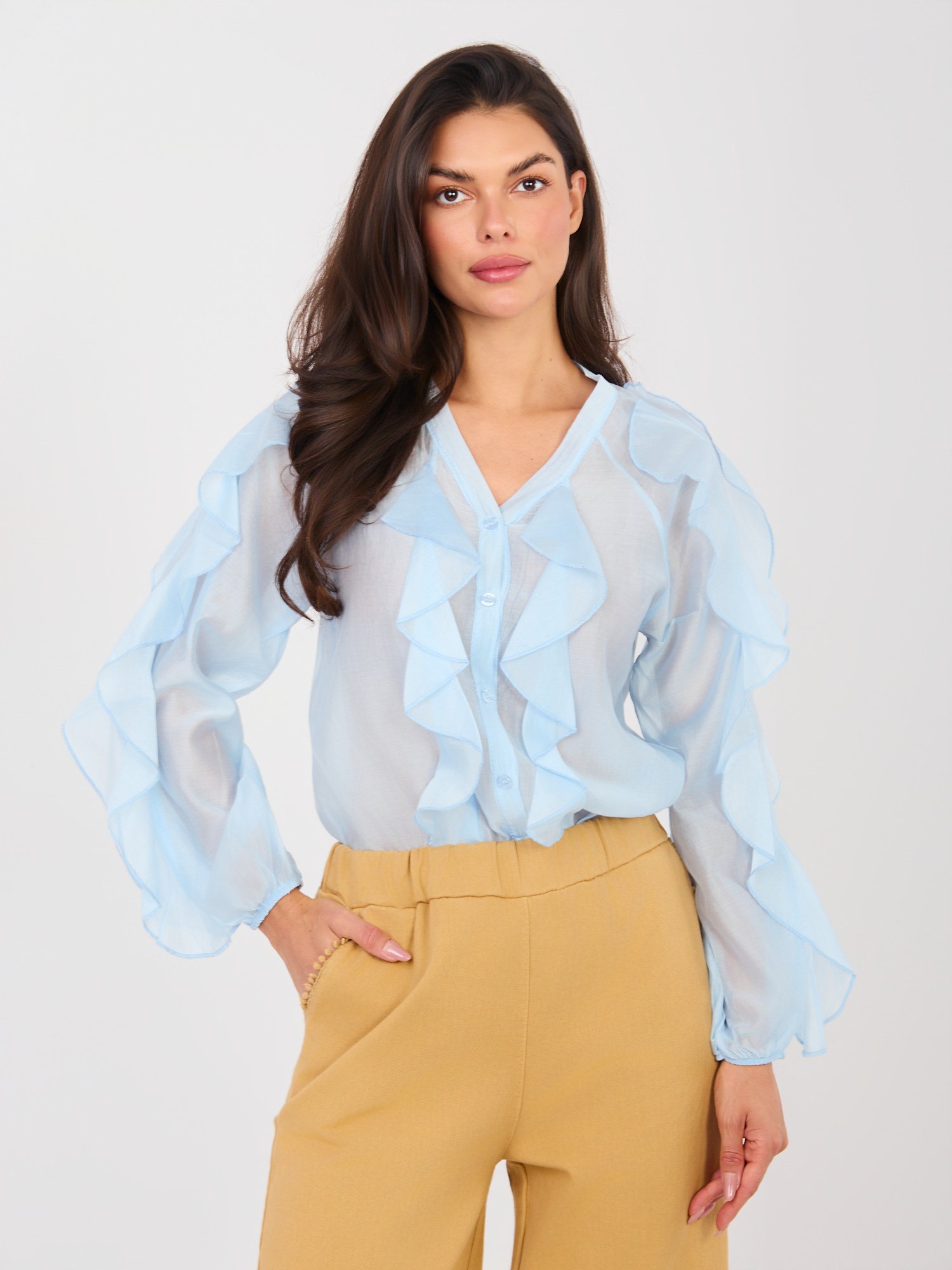 Camisa semitransparente de tencel SIUZI – azul claro