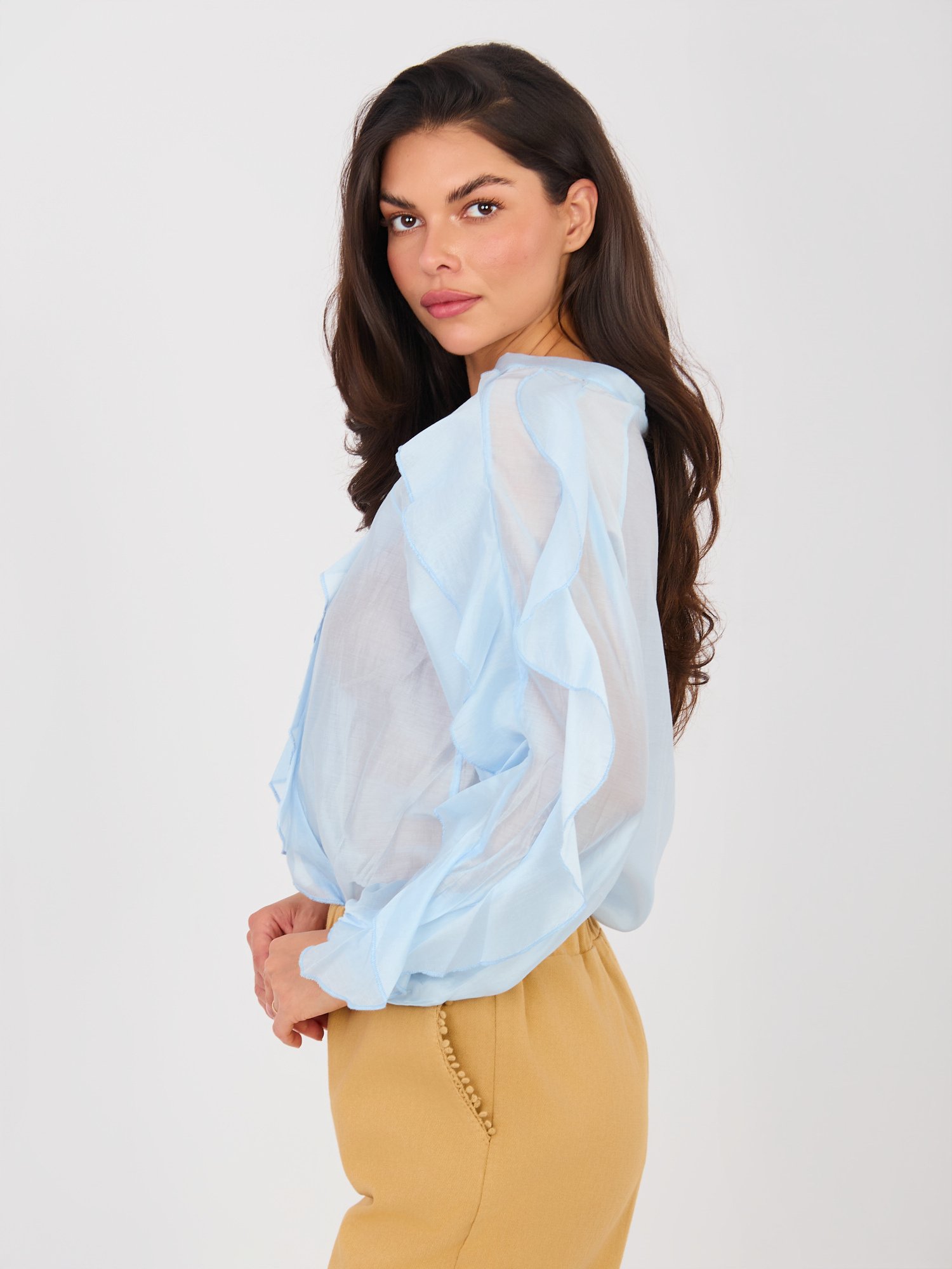 Camisa semitransparente de tencel SIUZI – azul claro - Imagen 4