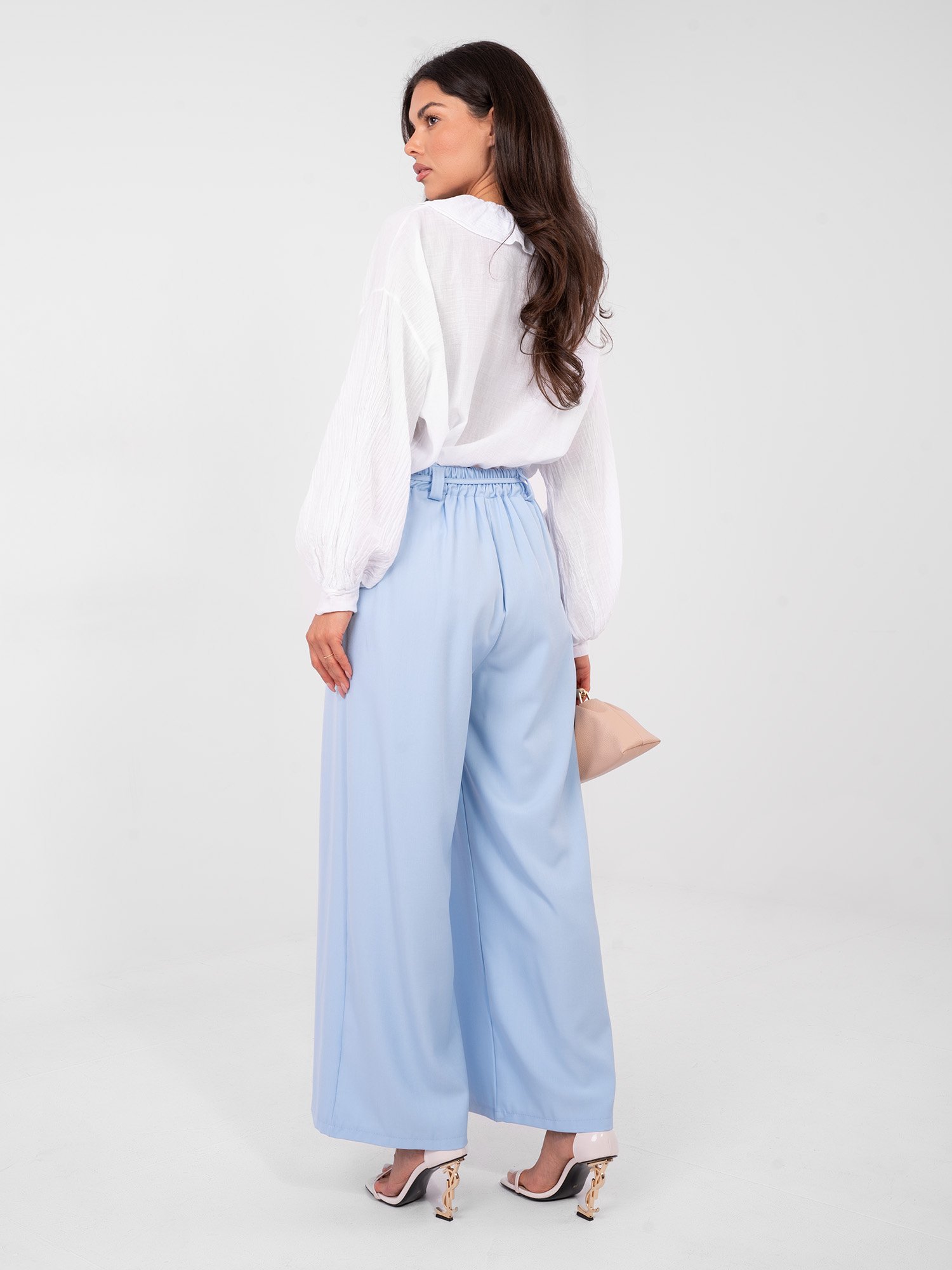 Pantalones palazzo de talle alto Marmi – azul claro - Imagen 4