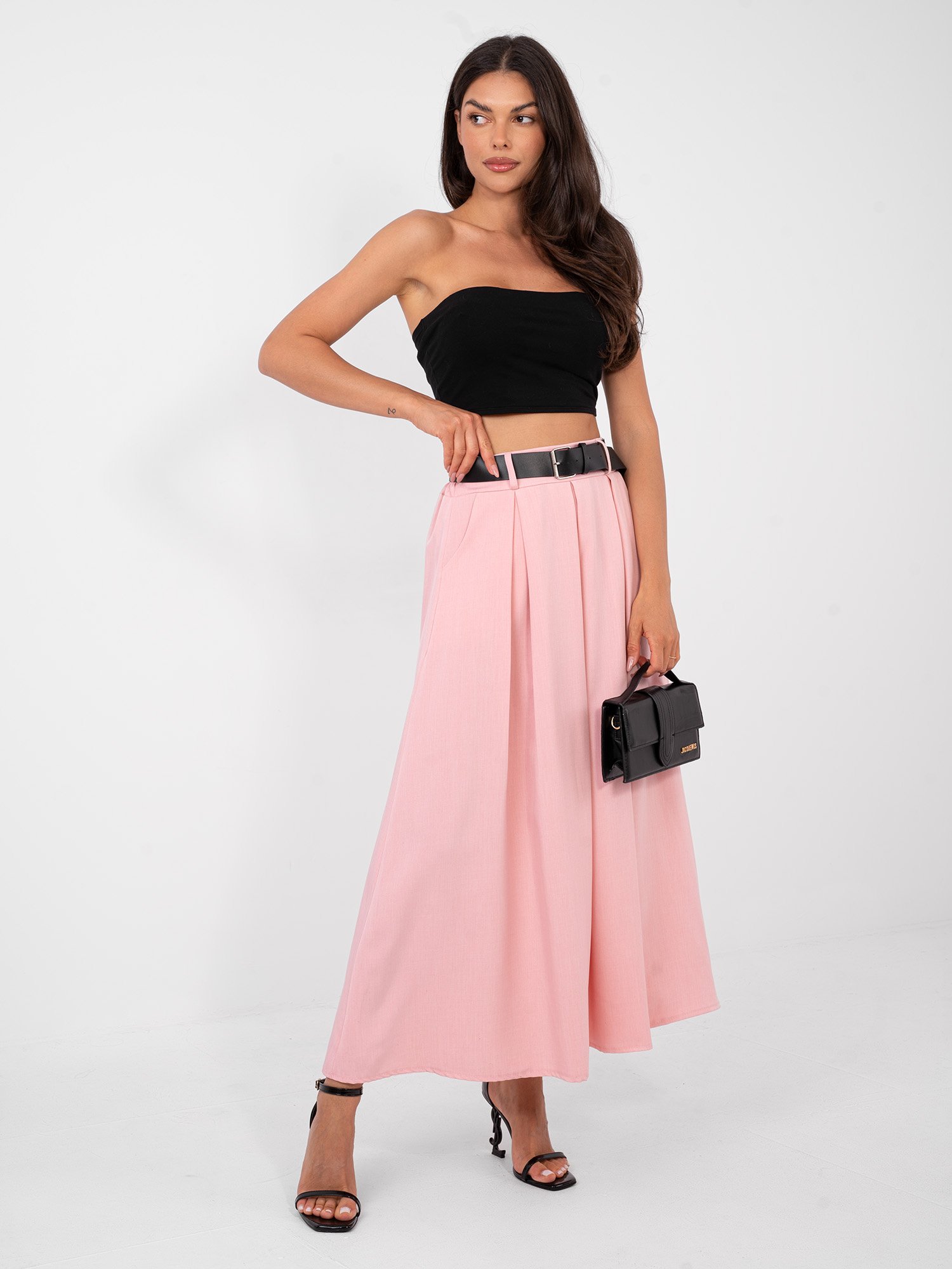 Falda elegante de traje con pliegues Behe – rosa claro