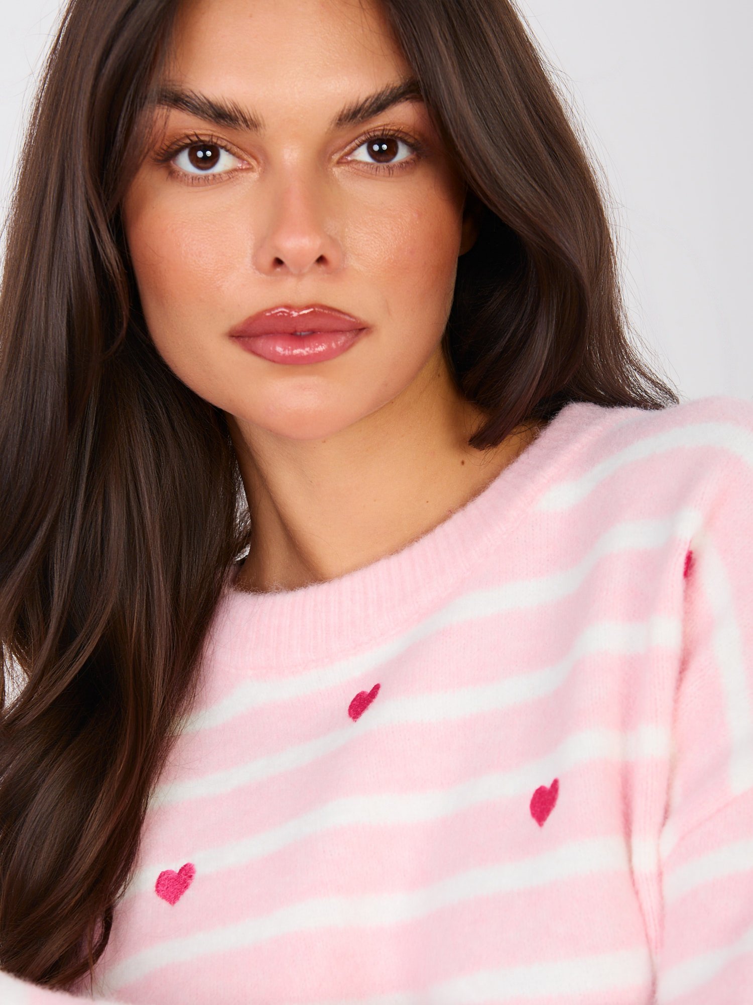 Jersey cálido de rayas con motivos de corazones WINNY - rosa claro - Imagen 3