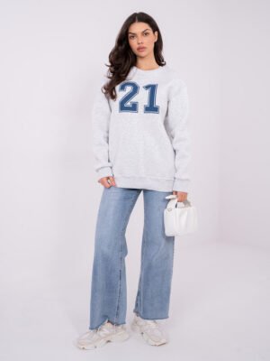 Sudadera oversize número 21 - gris claro