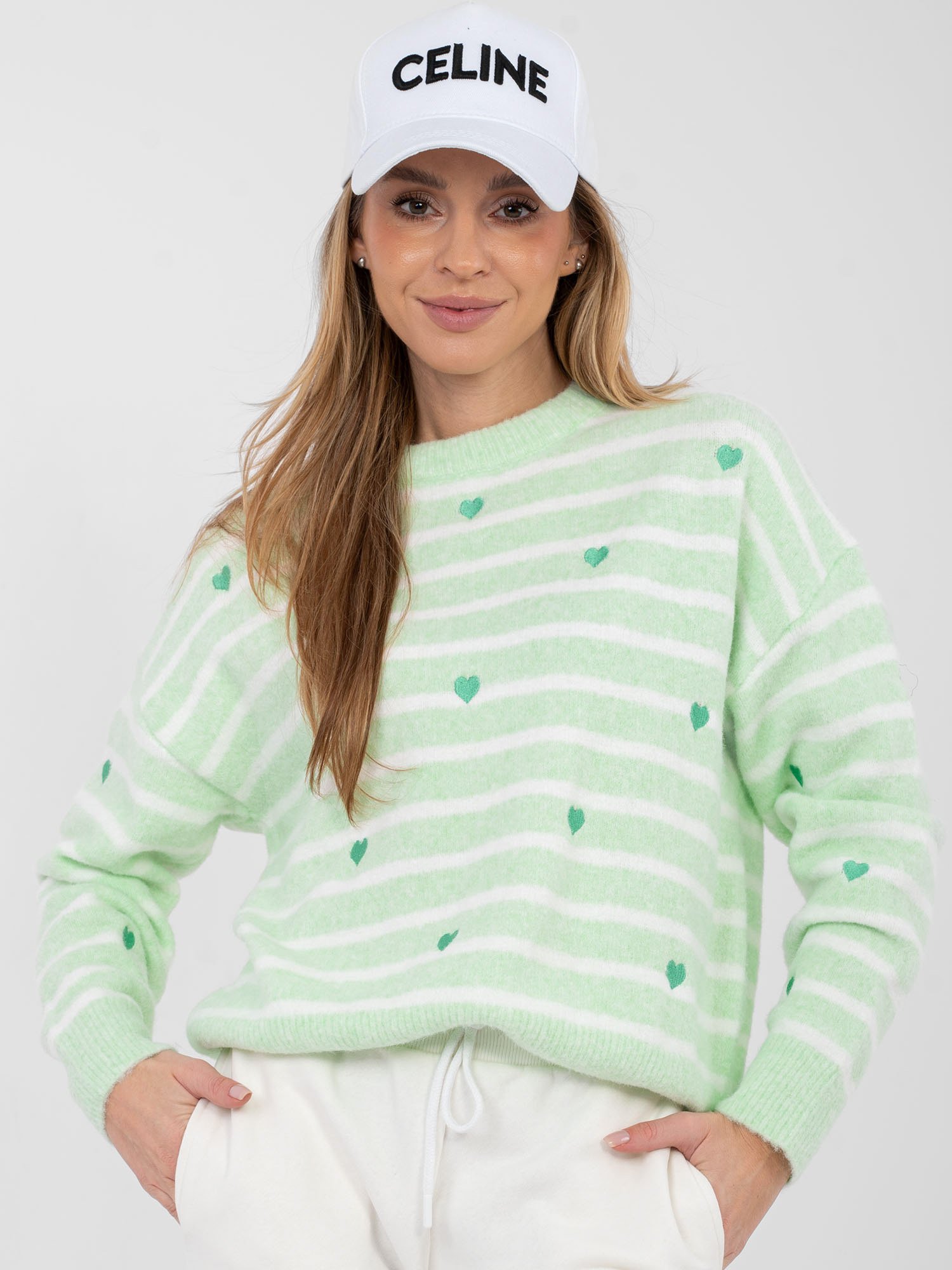 Jersey cálido de rayas con motivos de corazones WINNY - verde claro - Imagen 4