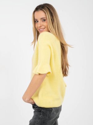 Alternative view of Jersey cálido con alpaca y mangas acampanadas Tonya – amarillo
