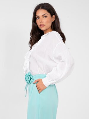 Alternative view of Pantalones palazzo de talle alto Marmi – verde menta