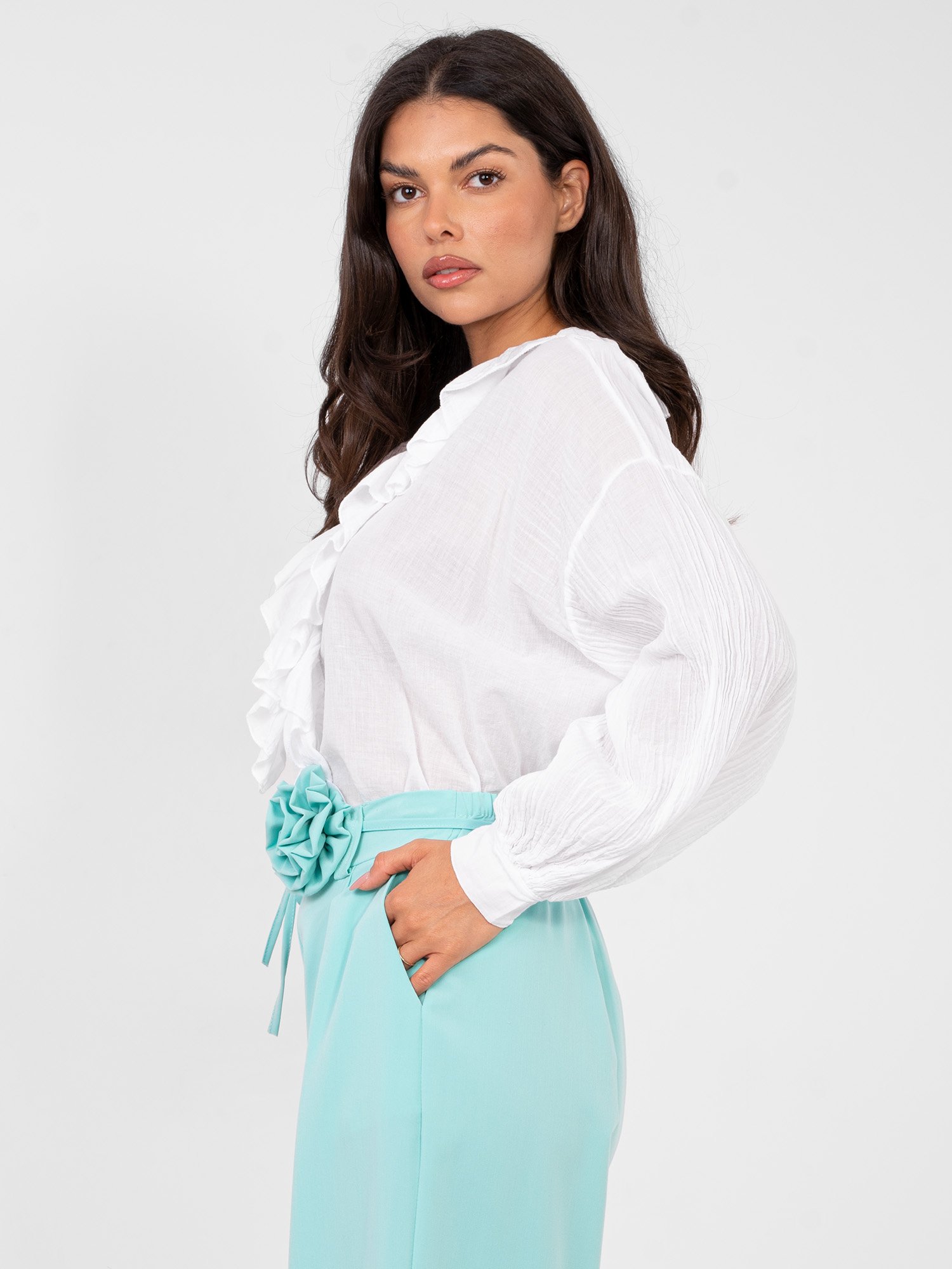 Pantalones palazzo de talle alto Marmi – verde menta - Imagen 2