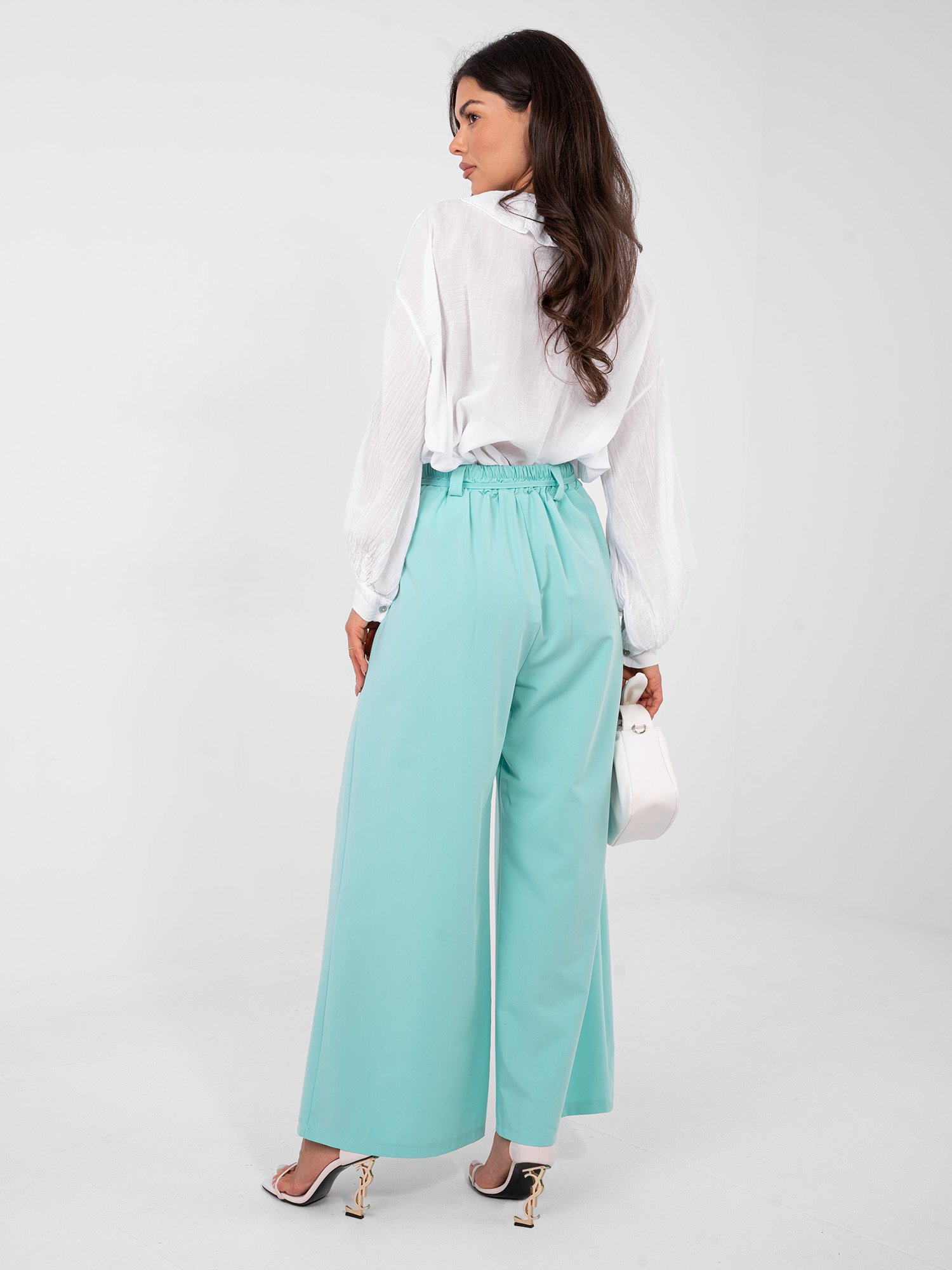 Pantalones palazzo de talle alto Marmi – verde menta - Imagen 4