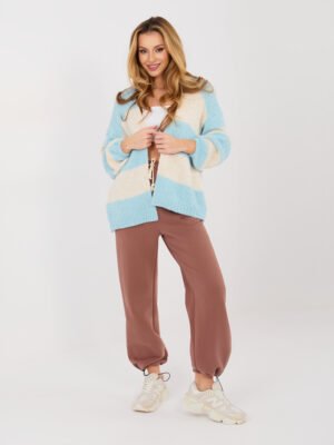 Cárdigan oversize con lana y rayas horizontales SHARON - azul claro