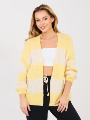 Cárdigan oversize con lana y rayas horizontales SHARON - amarillo claro