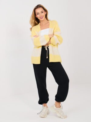 Alternative view of Cárdigan oversize con lana y rayas horizontales SHARON -  amarillo claro