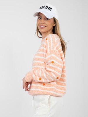 Alternative view of Jersey cálido de rayas con motivos de corazones WINNY - naranja