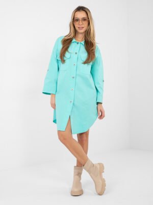 Vestido camisero con bolsillos JAMIE-turquesa