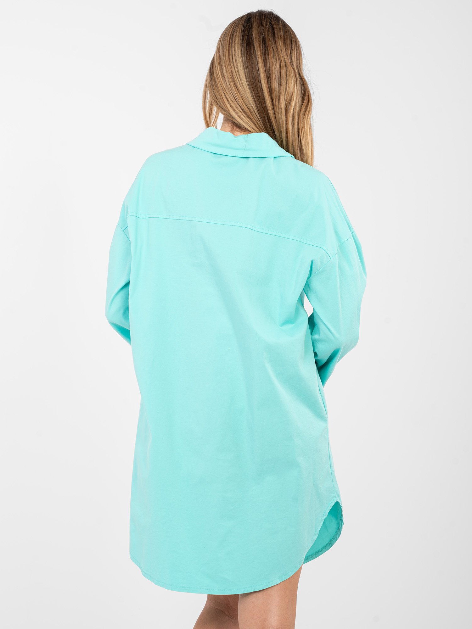 Vestido camisero con bolsillos JAMIE-turquesa - Imagen 2