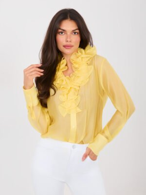 Alternative view of Camisa semitransparente elegante con volantes Sandro – amarillo