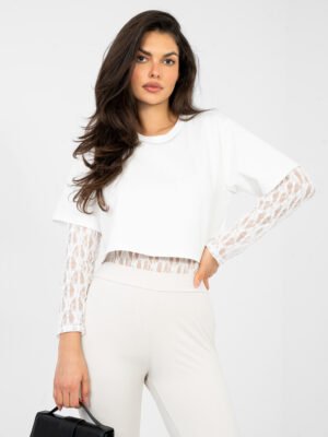 Alternative view of Body de encaje de doble capa Cristina - blanca