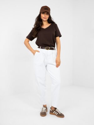 Alternative view of Pantalones cropped de pana con cinturón BROOKE - blanco