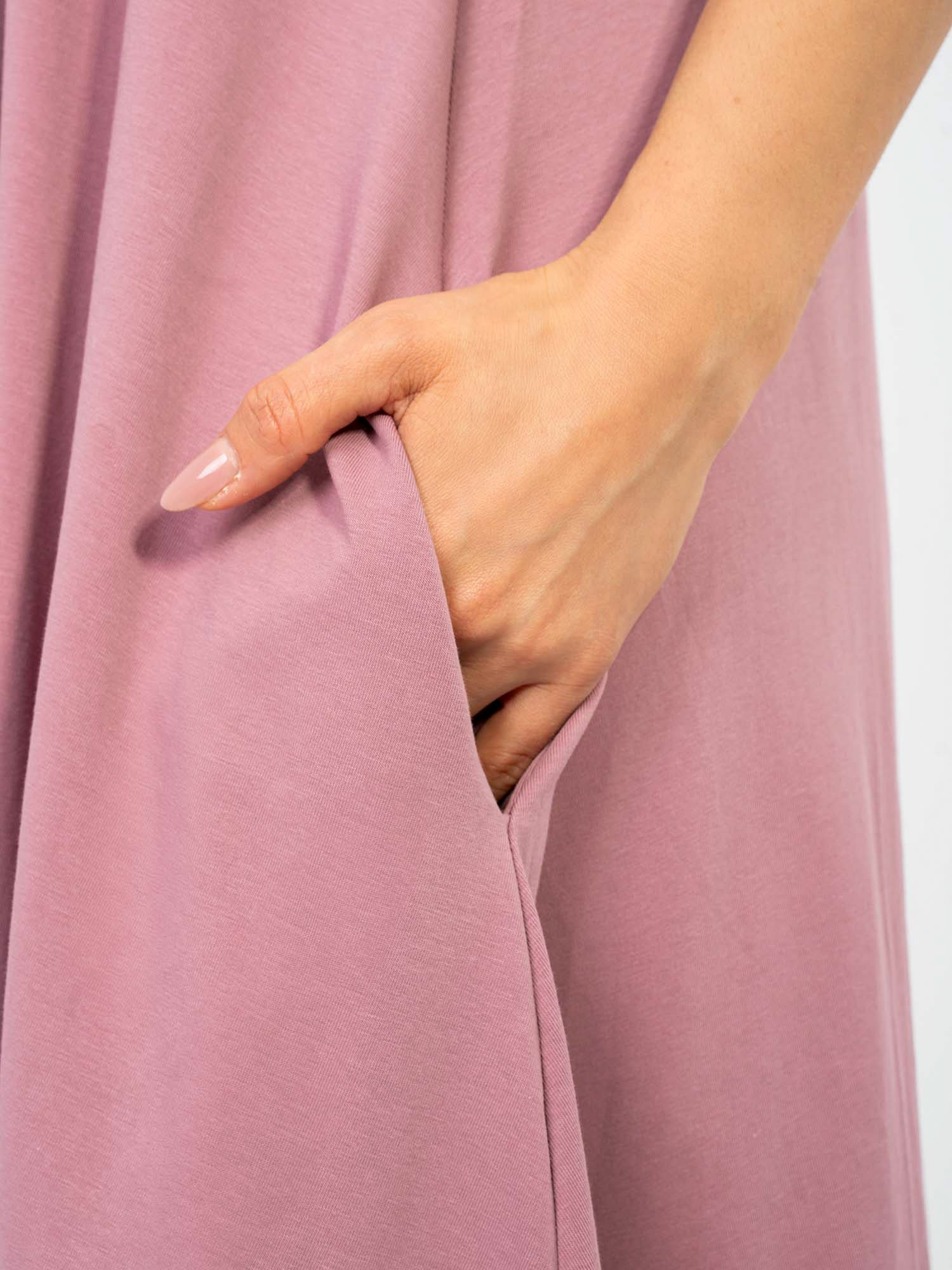 Vestido largo de tirantes de algodón Laura - rosa empolvado - Imagen 5