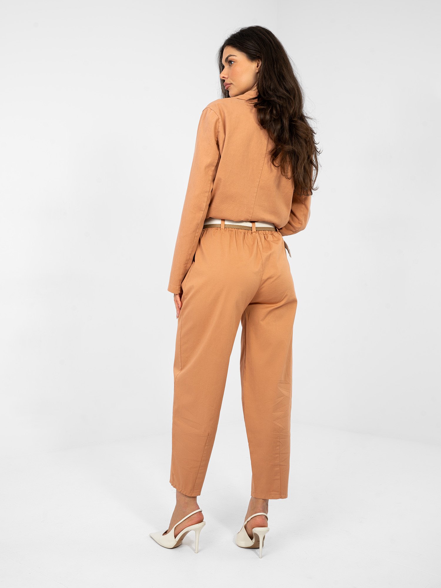 Pantalones modernos con costuras en el bajo SILVARA - naranja oscuro - Imagen 4