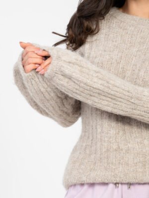 Alternative view of Jersey acogedor de punto canalé con lana ALBA - beige oscuro