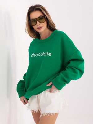 Alternative view of Sudadera oversize con bordado CHOCOLATE verde