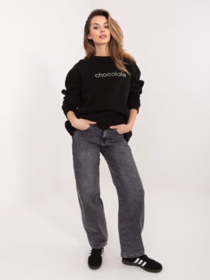 Sudadera oversize con bordado CHOCOLATE negro