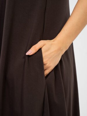 Alternative view of Vestido largo de tirantes de algodón Laura - marron