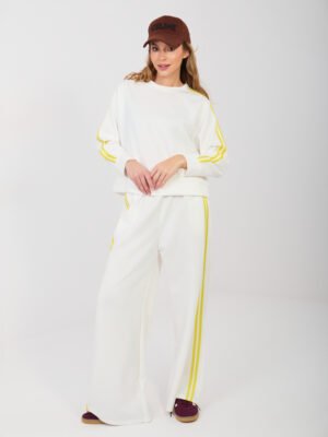 Conjunto de sudadera y pantalón con franjas laterales LUISS - ecru