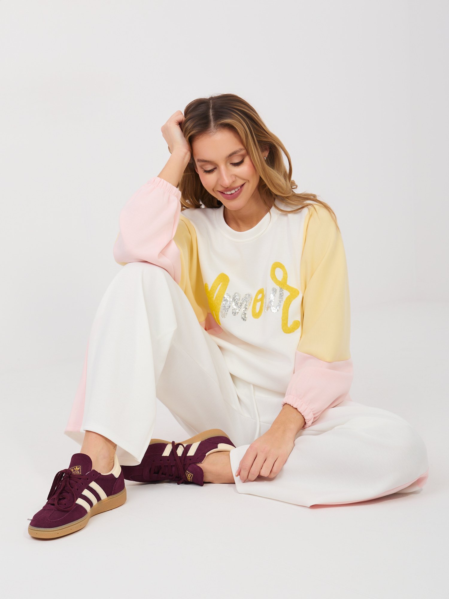 Conjunto casual con detalle de letras brillantes CHARLY - ecru - Imagen 5