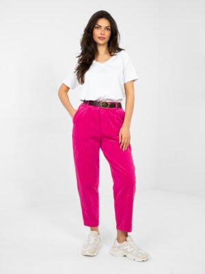Pantalones cropped de pana con cinturón BROOKE - fucsia