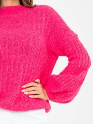 Alternative view of Jersey acogedor de punto canalé con lana ALBA - fucsia