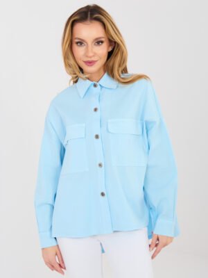 Camisa oversize moderna con espalda alargada BESSY - azul claro
