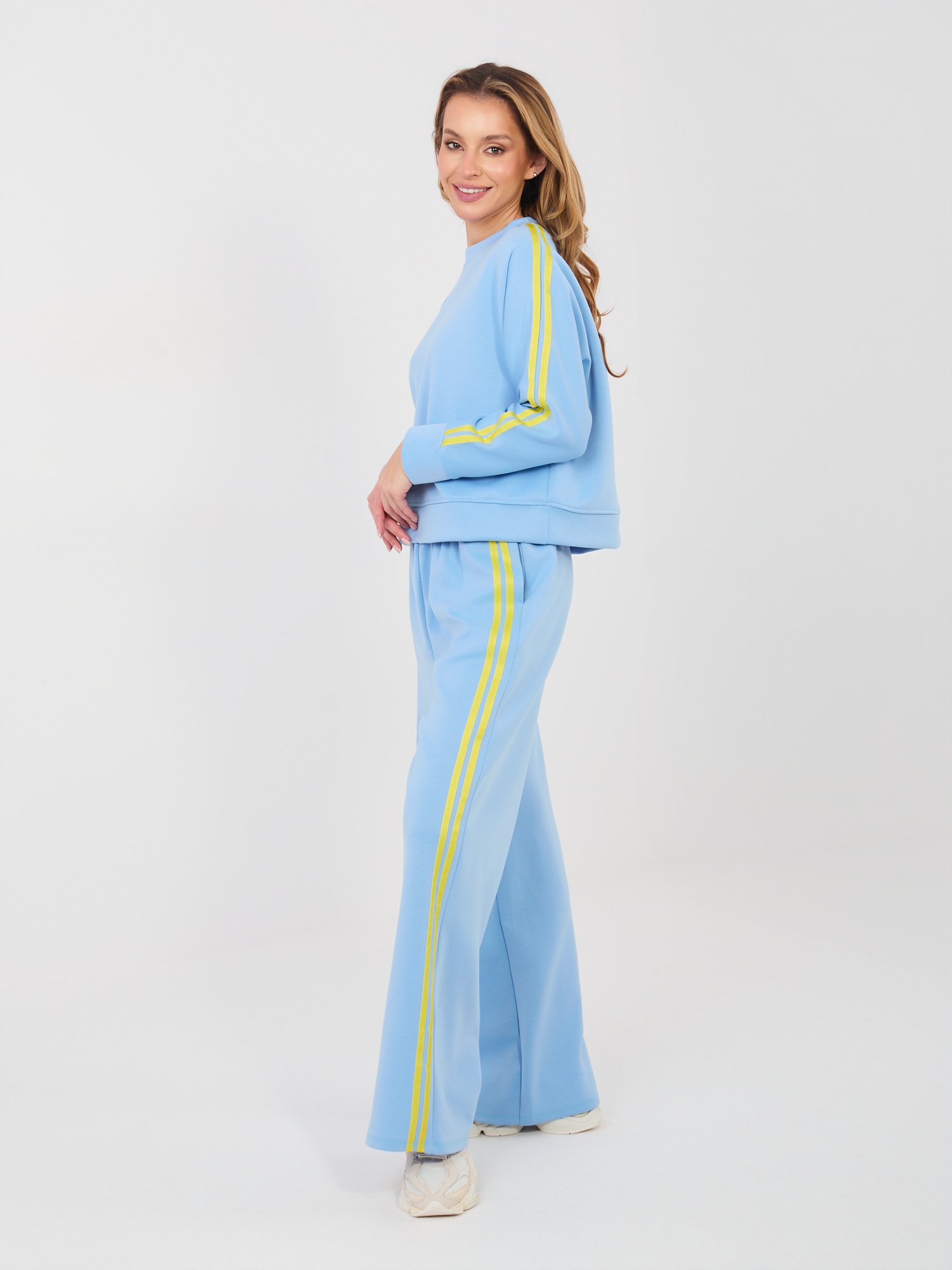 Conjunto de sudadera y pantalón con franjas laterales LUISS - azul claro - Imagen 4